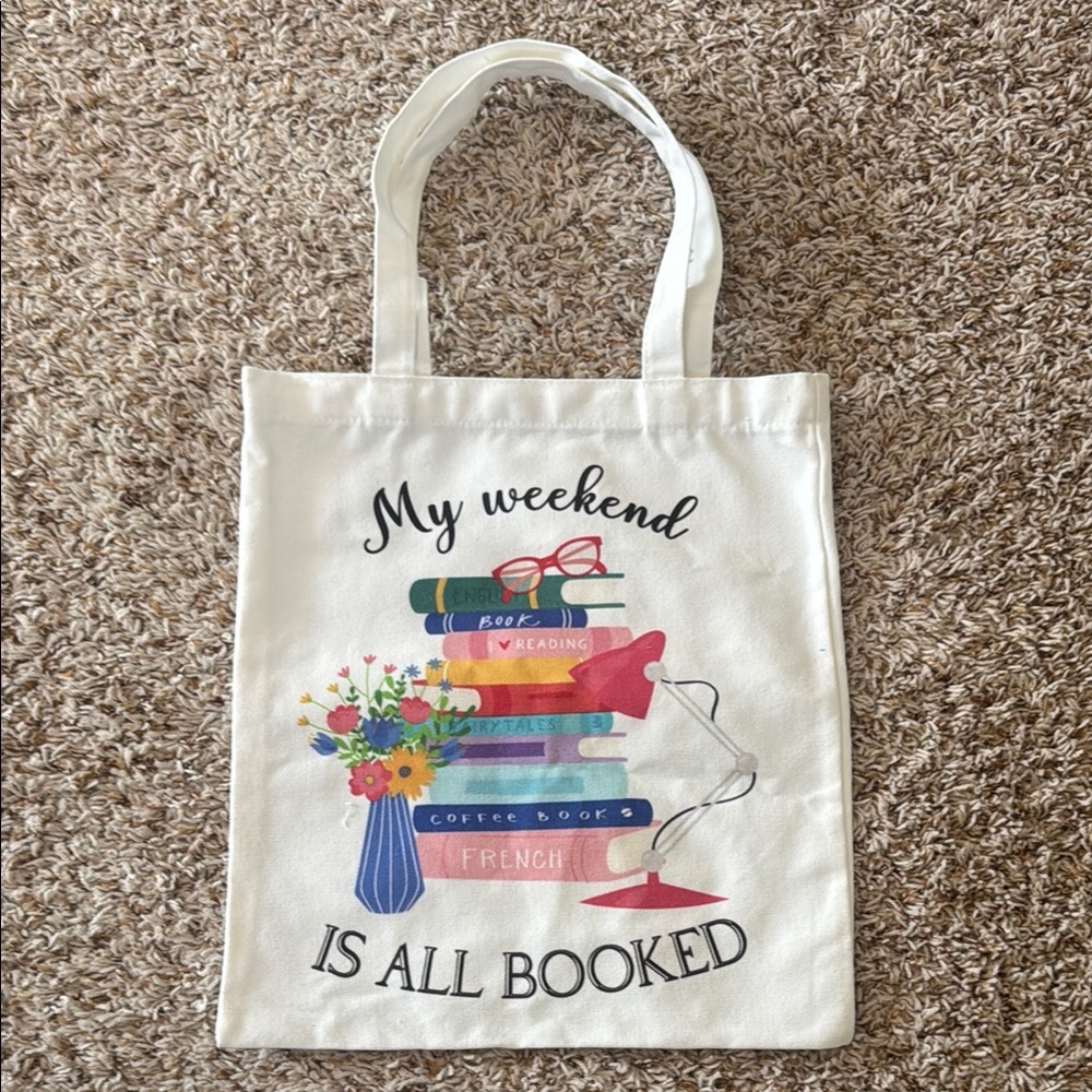 Colorful Book-Themed Tote Bag